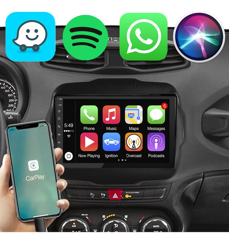 Kit Multimidia Android 9pol Jeep Renegade 15 16 17 18 19-24