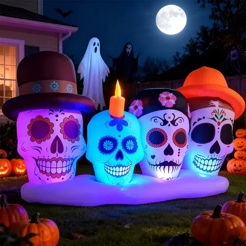 2.4m Inflable De Halloween Calaveras De Catrina Decoración Color Blanco ...