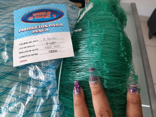 Red De Pesca 0.55x3 1/2x100x100 Verde Triple Nudo Verde