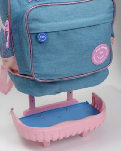 Mochila Con Carro 18 Pulgadas 2 Ruedas Desmontable Chic Fw Color Jeans Claro Cierre Rosa Diseño De La Tela Chic 201226