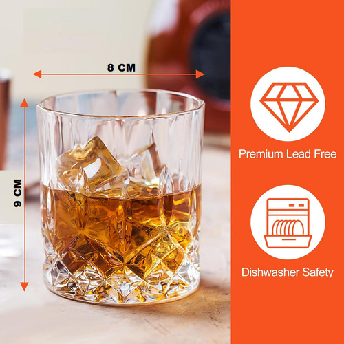Set De 6 Vasos De Vidrio Para Whisky Licor 310ml Whiskeros Transparente
