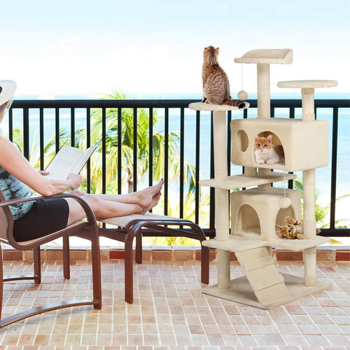 Gimnasio Rascador Torre Para Gato Refugio Cama Cueva 6 Color Gris