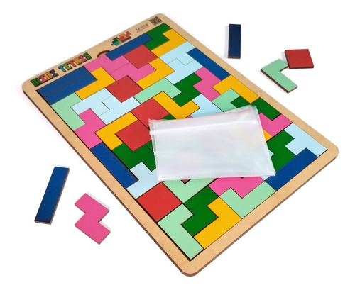 3 Mega Impress Mini Tetris Brinquedo Educativo Madeira Jogo Raciocínio