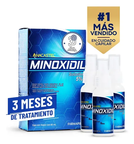 Minoxidil 5% Anacastel 3x2 Pack Tratamiento Anticaida Crecimiento de Cabello, Barba y Bigote