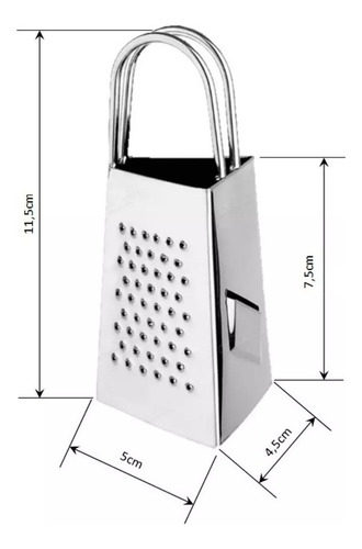 Mini Ralador 3 Faces Inox Alça Dupla P/ Queijos E Legumes