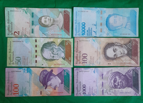 10 Billetes Bolivares De Venezuela Fuertes Y Soberanos 