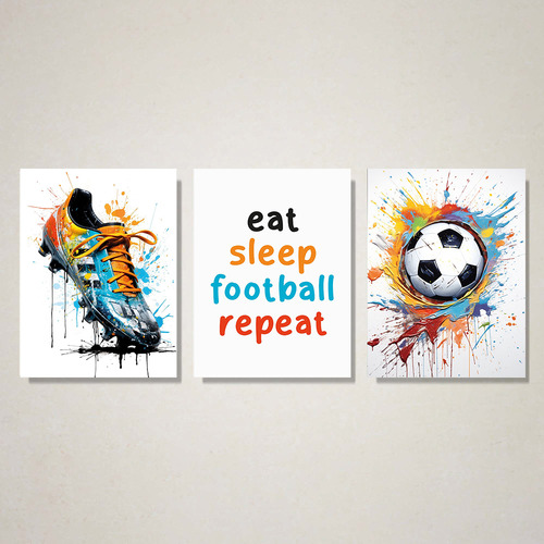 Lienzo Con Póster De Fútbol Con Póster De Grafiti, 3 Piezas