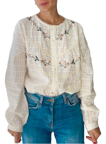 Camisa Mujer Bordada Vintage Boho Chic Importada Moda
