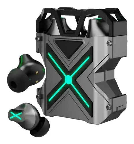 Fone de ouvido in-ear gamer sem fio CNRKS K-89 K89 preto com luz