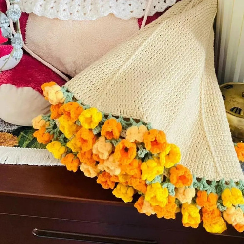Manta De Ganchillo Con Forma De Ramo De Flores, Producto Aca