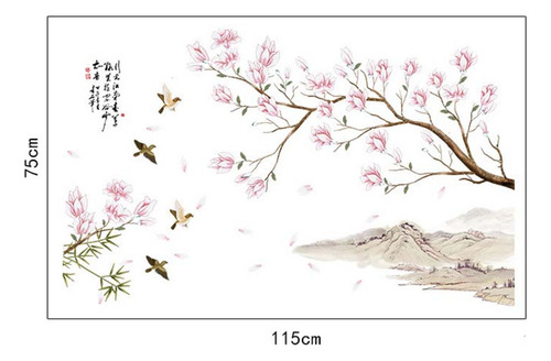 Calcomanía Adhesiva Para Pared Con Flor De Melocotón