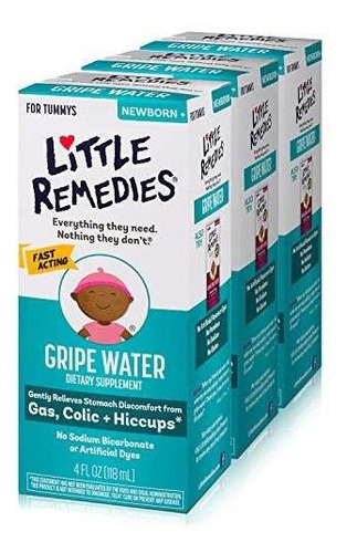 Little Remedies Gripe Water, Colic &amp; Gas 4oz 3 Paquetes