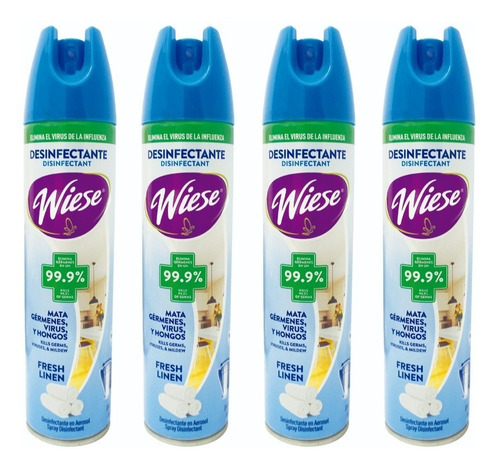 4 Desinfectantes Aerosol Spray Antibacterial Wiese Virus