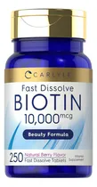 Comprar Suplementos Biotina Cabello Piel Uña Carlyle 10,000mcg 250ct Sabor Berry