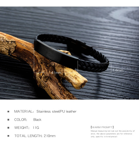 Imagen 2 de 6 de Pulsera De Acero Con Piel Sintética - 1363