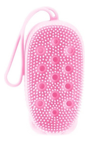 Bucha Esponja De Silicone Banho Esfoliante Porta Sabonete Cor Rosa