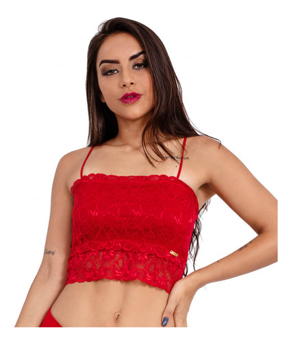 Kit 10 Sutiã Bustiê Top Cropped Faix Renda Sem Bojo Atacado