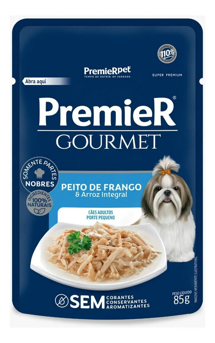 Ração Úmida Premier Gourmet Cães Adultos Pequeno Frango Arroz Integral 85g