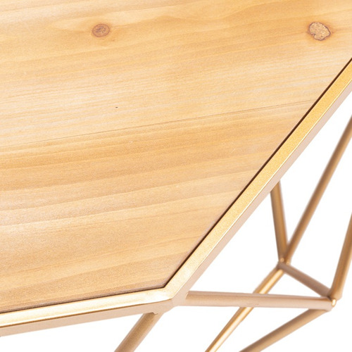 Imagen 3 de 3 de Mesa De Centro Dorada Mdf Con Estructura Metalica 43x56x56cm