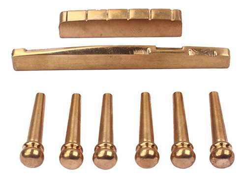 6pcs Golden Brass Bridge Pins Con Saddle Nut For Guitarra