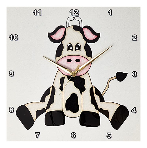 3drose Dpp__2 - Reloj De Pared Con Ilustración De Vaca Sen.