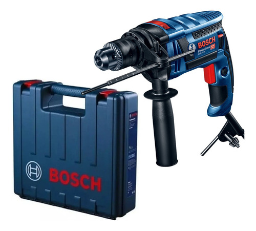 Taladro percutor atornillador eléctrico de 13mm Bosch GSB 16 RE 850W + 0 baterías de 0Ah + accesorio con maletín de transporte 220V