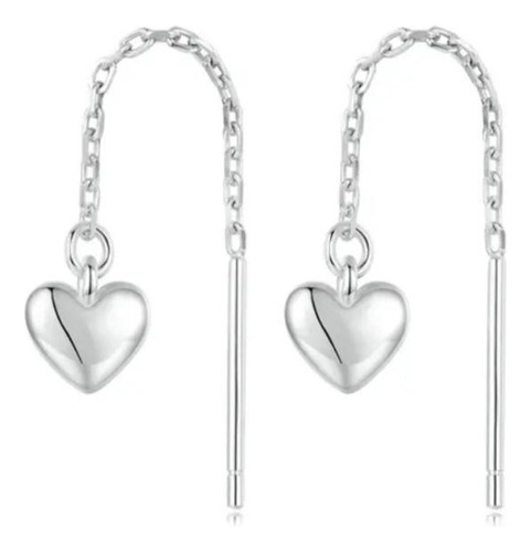 Aros Diseño Corazón, Plata De Ley 925.