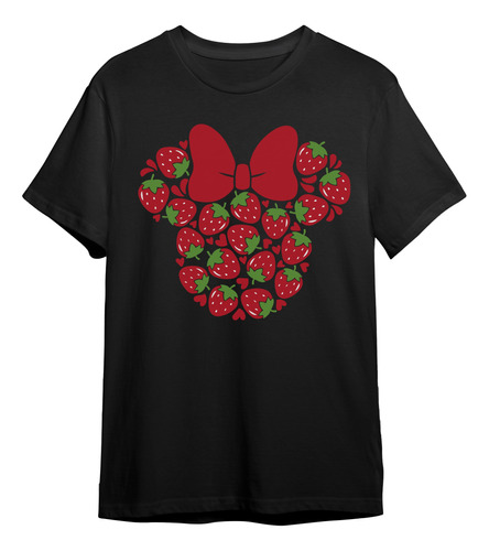 Playera Mickey Minnie Mouse Rostro Silueta Patron Fresas