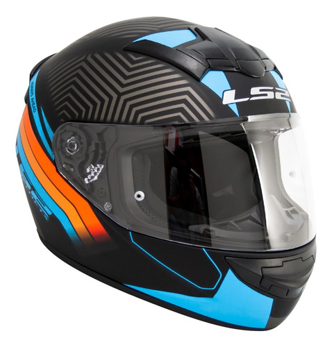 Casco Moto Integral Ls2 Negro Azul Mate 352 Rookie Zen