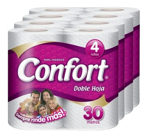 Papel Higiénico Confort 48 Rollos Doble Hoja 30 Metros C/u