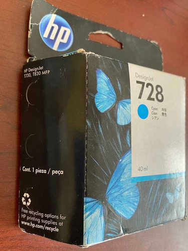 Cartucho Original Hp 728 Cyan 40 Ml F9j63a