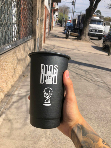 Vaso Fernetero Negro De Messi Mundial Selección 1 Litro