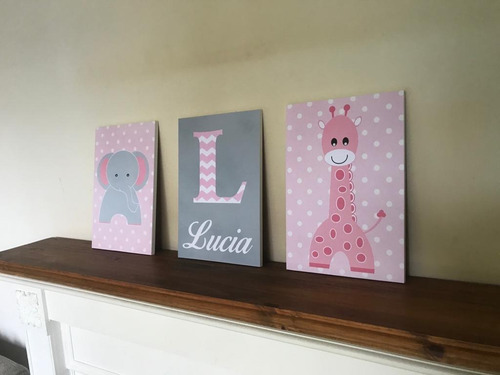 3 Cuadros Niña, Decoración Infantil 19 X 28, Envío Gratis
