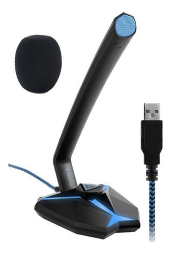 Microfono Gamer Escritorio Pc Notebook Audio G33 8195y9 Color Negro y azul