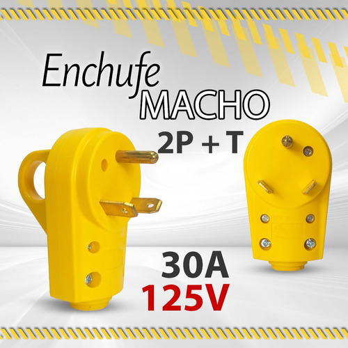 Enchufe Macho 2p + T Amarillo Rv 30amp 125v / 10280