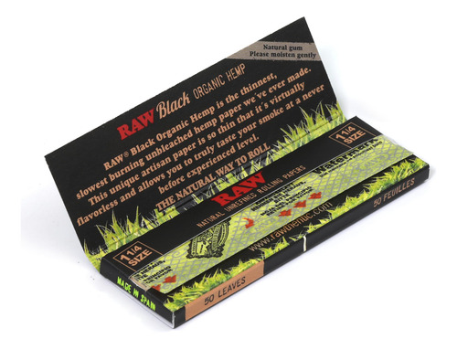 Papel De Liar Crudo Negro Orgánico De 1 1/4 (78 Mm) 1200 Pap