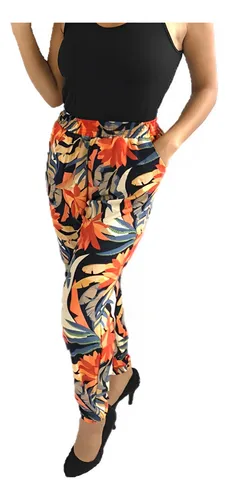 Calça de viscose com elastico na cintura feminina 2025
