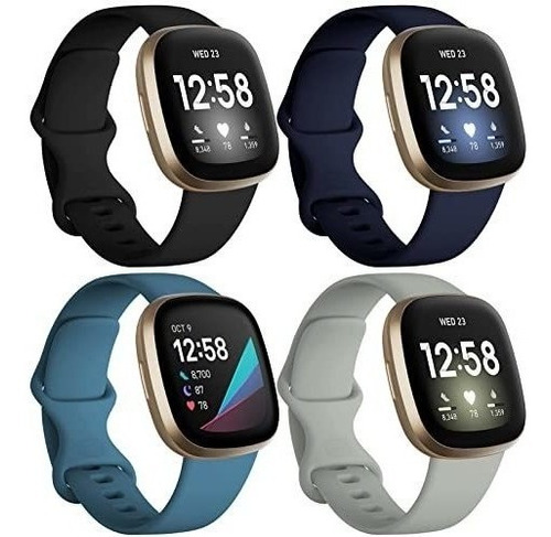 Malla Para Fitbit Versa 3 &sense X4 Negro/azul/indigo/gris