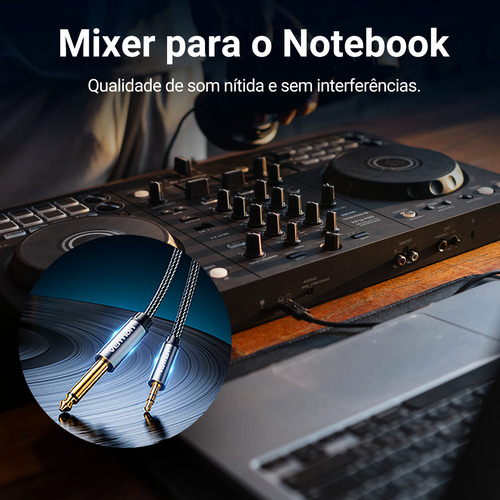 Cabo P2 Estéreo X P10 Mono Profissional Dj 2 Metros Vention