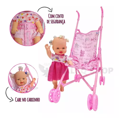 Carrinho de Boneca para Bebê Reborn, com Boneca Bebê de Vestidinho