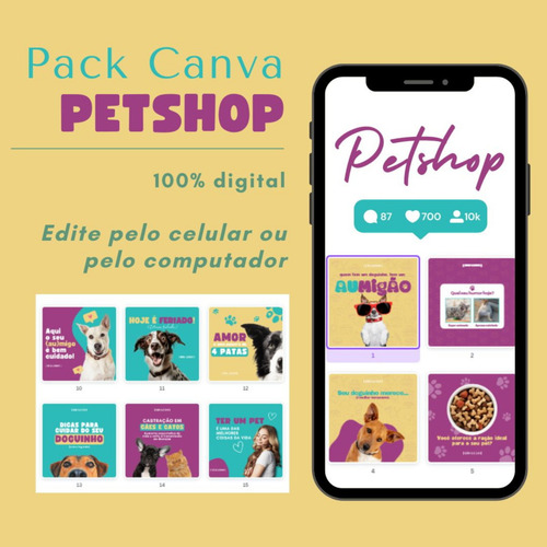 Template Canva Petshop: 25 Artes De Artes Editáveis