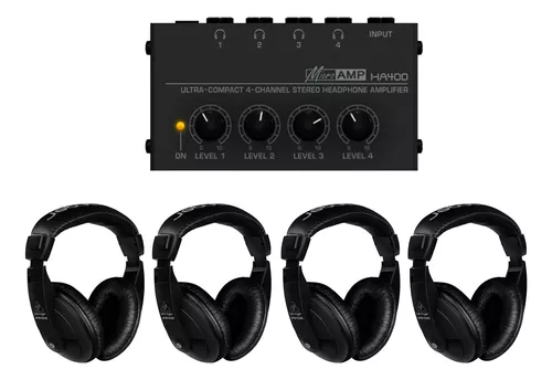 Kit 4 Auriculares Behringer + Amplificador Auriculares Prm