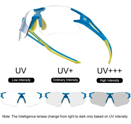 Lentes Rockbros Para Ciclismo Y Running Fotocromatico Azul