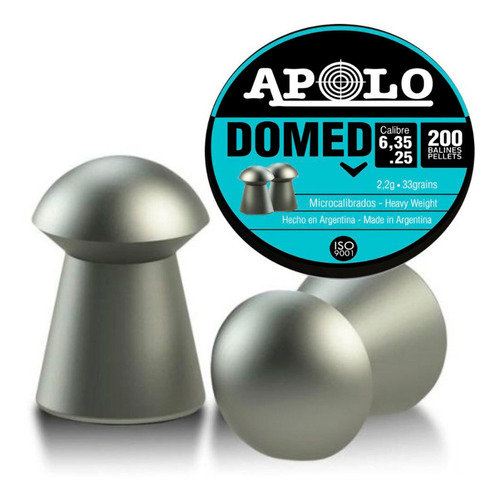 Balines Apolo Domed 6.35 Lata X 200 33g Caza Aire Comprimido