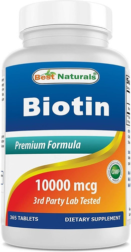 Best Naturals | Biotin | 10,000mcg | 365 Tablets | Usa