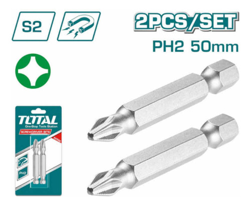 Set Puntas Cruz Ph2 50mm 2pcs Total Tools Tac16ph224