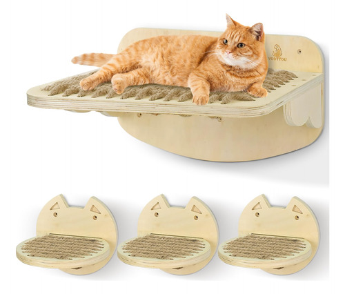 Estantes De Pared Para Gatos, Hamaca Para Gatos Con 3 Escalo