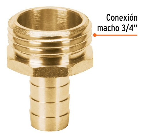 Conector 1/2 Macho De Latón Sólido Para Manguera, Truper.
