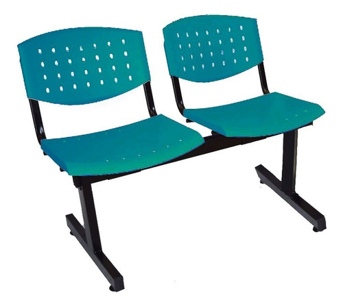 Silla Tandem 2 Asientos Salas De Espera Plastico Reforzado Color de la estructura Negro Color de los asientos Azul petróleo