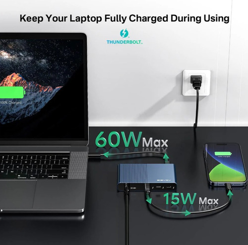 Dock Station Hub 5 Em 1 Usb-c Thunderbolt 4 40gbps
